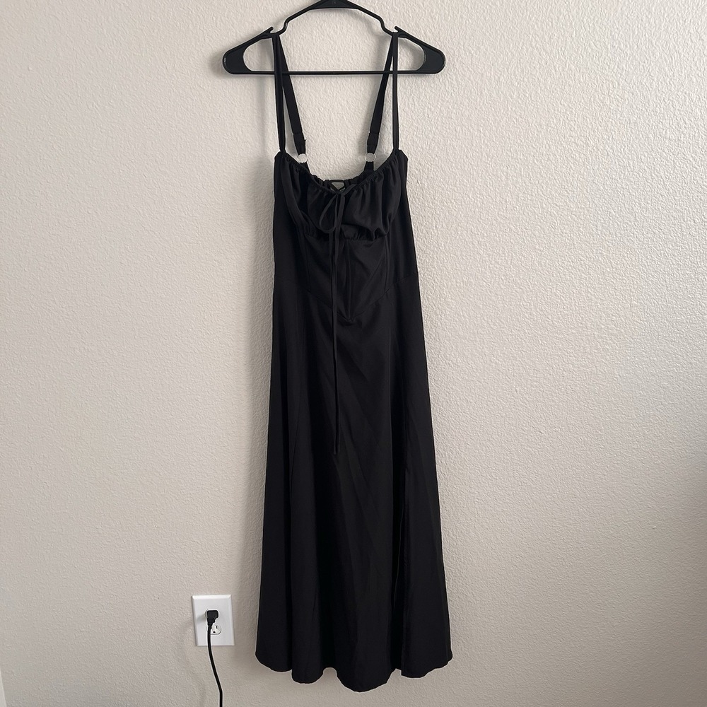 Marthea Black Lace Up Corset Maxi Dress Large Empire Waist Steampunk Gothic